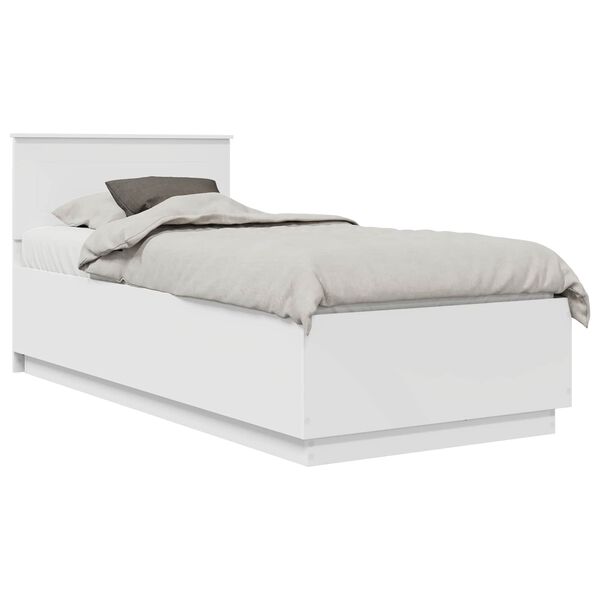 vidaXL Bed Frame with Headboard White 90 x 200 cm Engineered Wood