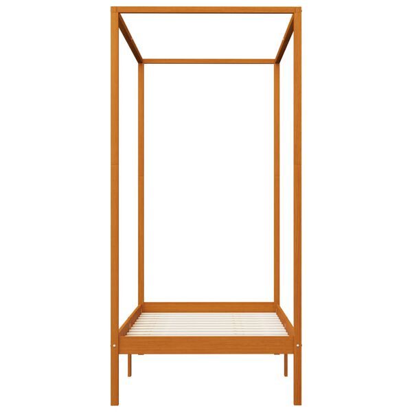 vidaXL Canopy Bed Frame without Mattress Honey Brown Solid Wood 90x200cm