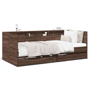 vidaXL Daybed with Drawers without Mattress Brown Oak 90x190 cm Single