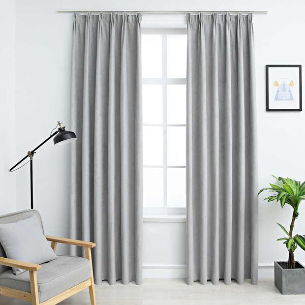 vidaXL Blackout Curtains with Hooks 2 pcs Grey 140x175 cm