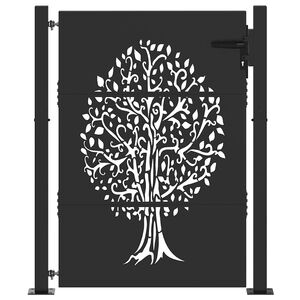 vidaXL Garden Gate 100x125 cm Corten Steel Tree Design