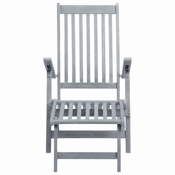 vidaXL Outdoor Deck Chair with Footrest Grey Wash Solid Acacia Wood