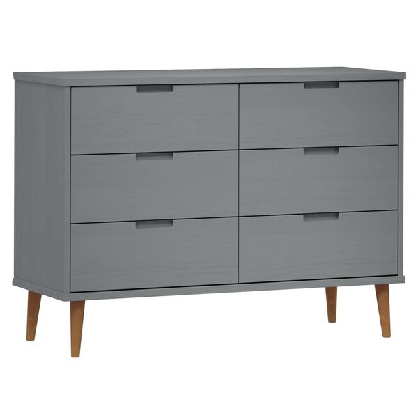 vidaXL Drawer Cabinet MOLDE Grey 113x40x80 cm Solid Wood Pine