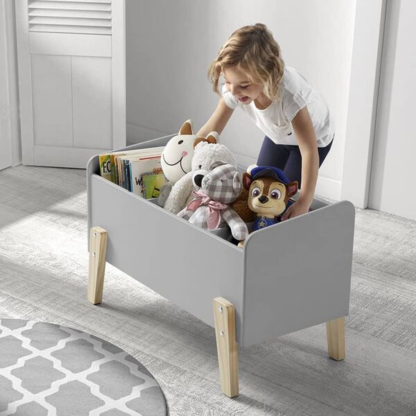 Vipack Kids Toy Box Kiddy Wood Cool Grey