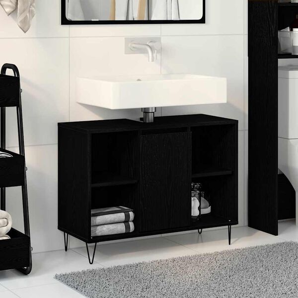 vidaXL Bathroom Cabinet Black 80 x 33 x 60 cm Engineered Wood