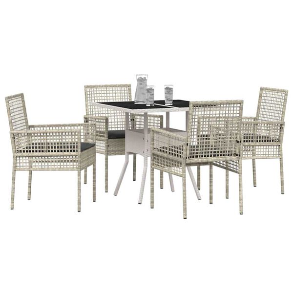 vidaXL Garden Dining Set 5 pcs Light Grey Poly Rattan