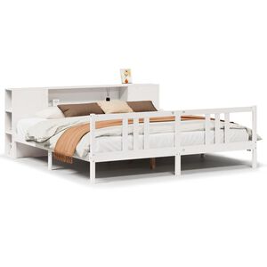 vidaXL Bookcase Bed without Mattress White 200x200cm Solid Wood Pine