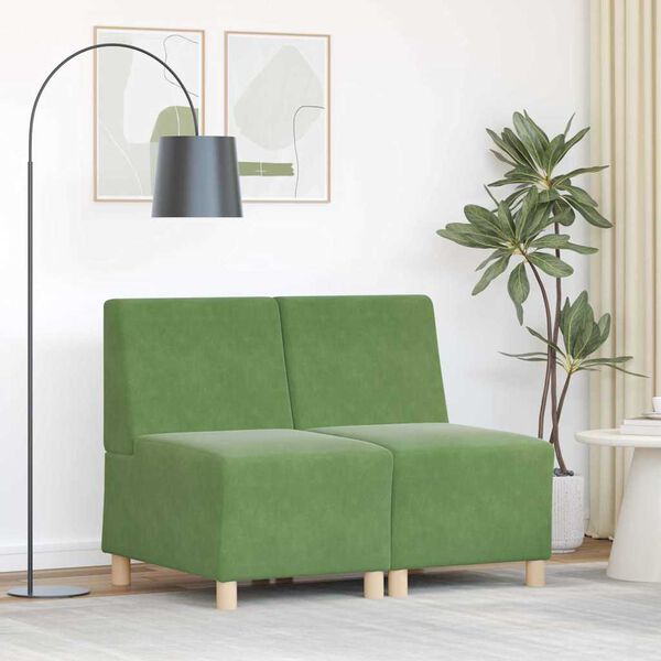 vidaXL Modular Sofa Unit Armless 2 pcs Light Green 55 x 74 x 82 cm