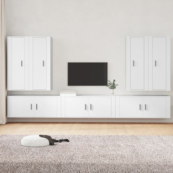 vidaXL 7 Piece TV Cabinet Set White Engineered Wood