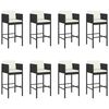vidaXL 9 Piece Garden Bar Set with Cushions Black Poly Rattan