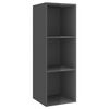 vidaXL 3 Piece TV Cabinet Set High Gloss Grey Engineered Wood