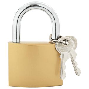 vidaXL U Lock with Keys Brass 6 x 2 x 9.1 cm Iron