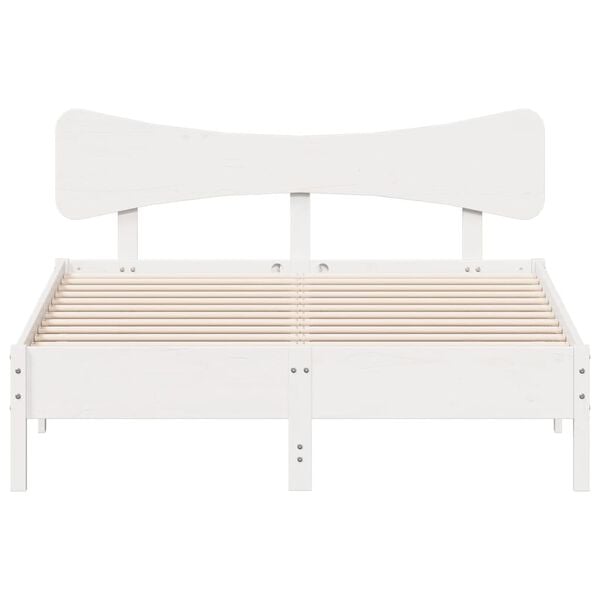 vidaXL Bed Frame without Mattress White 150x200 cm King Size Solid Wood Pine
