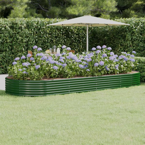 vidaXL Garden Raised Bed Galvanised Steel 373x140x36 cm Green