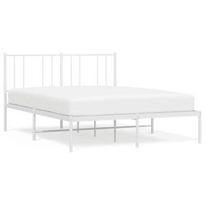 vidaXL Metal Bed Frame without Mattress with Headboard White 140x200cm