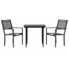 vidaXL 3 Piece Garden Dining Set Black Steel and Textilene