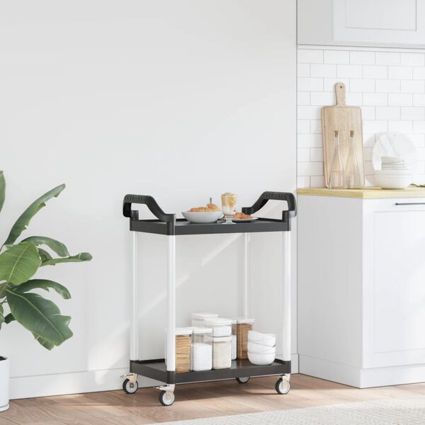 vidaXL 2-Tier Trolley Black 81x41x92 cm Aluminium