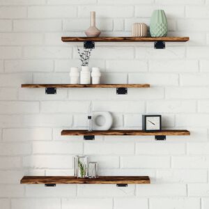 vidaXL Wall Shelves 4 pcs Smoked Oak 60x10x1,5 cm Engineered Wood