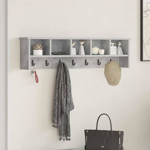 vidaXL Wall-Mounted Coat Rack Concrete grey 100 x 16 x 26 cm