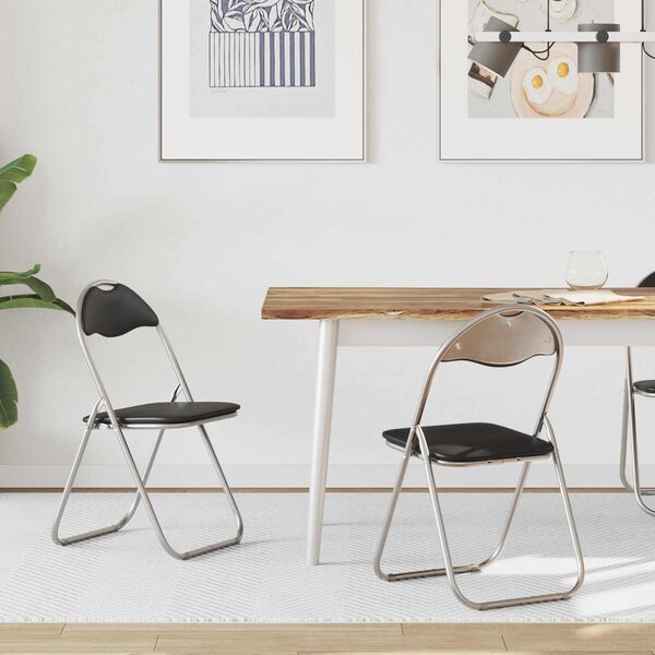 vidaXL Folding Chair 2 pcs Black and Grey 48 x 43.5 x 81 cm