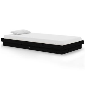 vidaXL Bed Frame without Mattress Black Solid Wood 100x200 cm