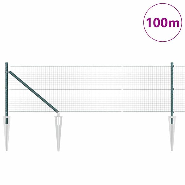 vidaXL Fence Post Green 100 x 0.4 m (25 x 25 mm mesh) Steel and PVC