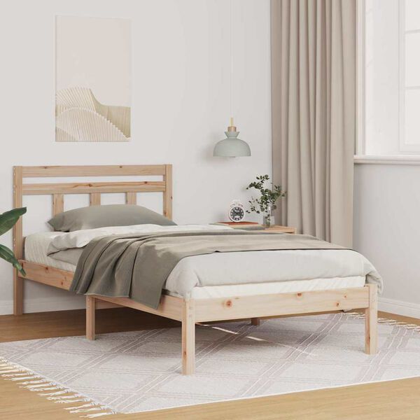 vidaXL Bed Frame Brown 90 x 200 cm Solid Pine Wood