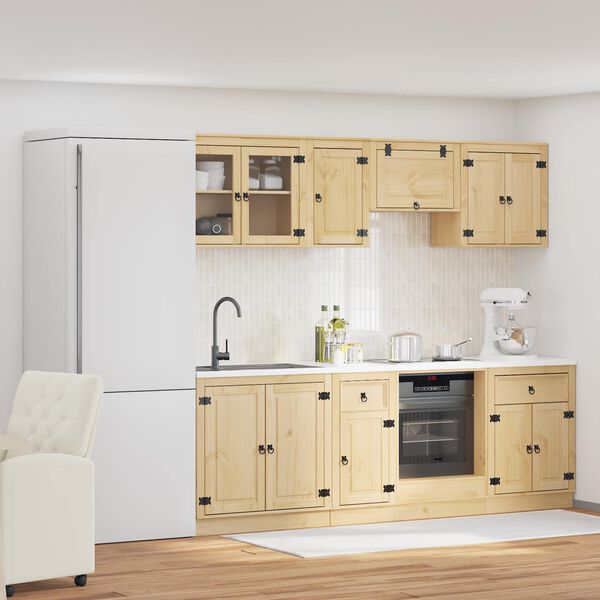 vidaXL Cabinet with Drawer SKI 8 pcs Honey Brown Solid Pine Wood