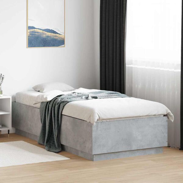 vidaXL Bed Frame without Mattress Concrete Grey 100x200 cm