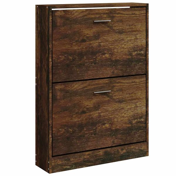 vidaXL Shoe Cabinet Smoked Oak 59x17x81 cm Engineered Wood