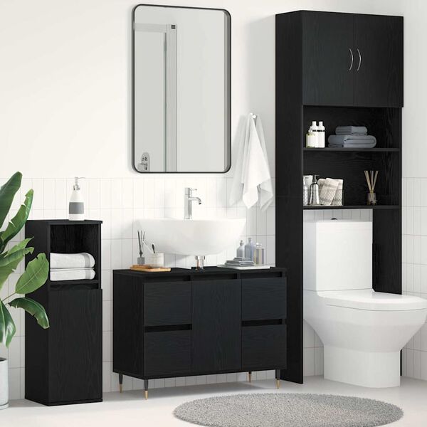 vidaXL Bathroom Sink Cabinet Black Oak 80 x 33 x 60 cm Engineered Wood