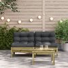 vidaXL Garden Sofa Armless with Cushions 2 pcs Impregnated Wood Pine