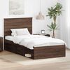vidaXL Bed Frame with Headboard Brown Oak 100 x 200 cm Solid Pine Wood