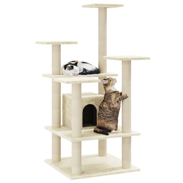 vidaXL Cat Tree with Sisal Scratching Posts Cream 110 cm