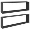vidaXL Wall Cube Shelf 2 pcs Grey 100x15x30 cm Engineered Wood