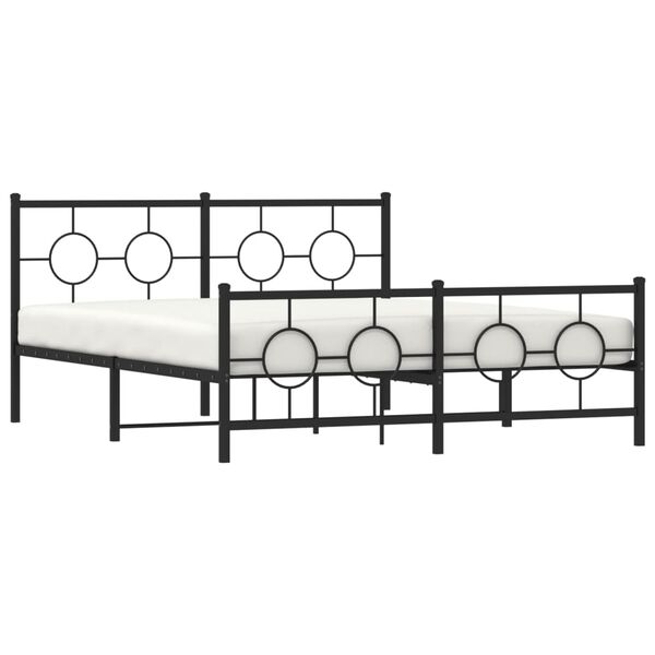 vidaXL Metal Bed Frame without Mattress with Footboard Black 150x200cm