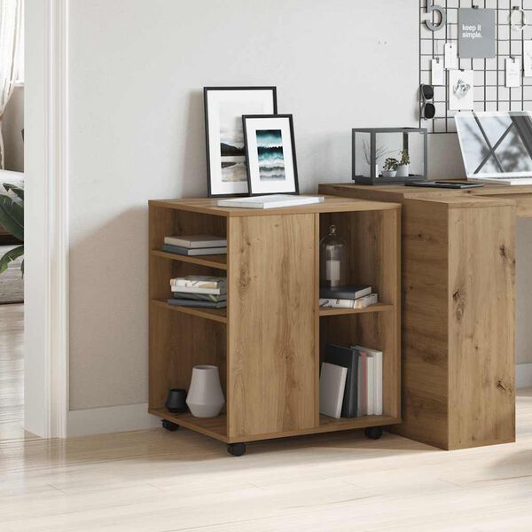 vidaXL Rolling Cabinet Artisan Oak 60x53x72 cm Engineered Wood