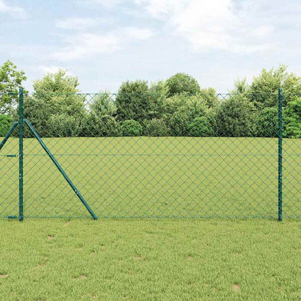 vidaXL Fence Post Green 10 x 1.4 m (60 x 60 mm mesh) Steel and PVC