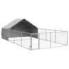 vidaXL Outdoor Dog Kennel with Run 7x3x1,9 m Galvanised Steel