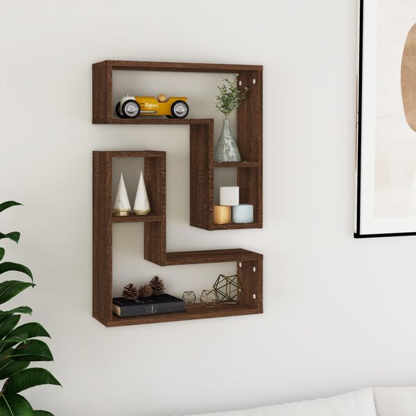 vidaXL Wall Shelves 2 pcs Brown Oak 50x15x50 cm Engineered Wood