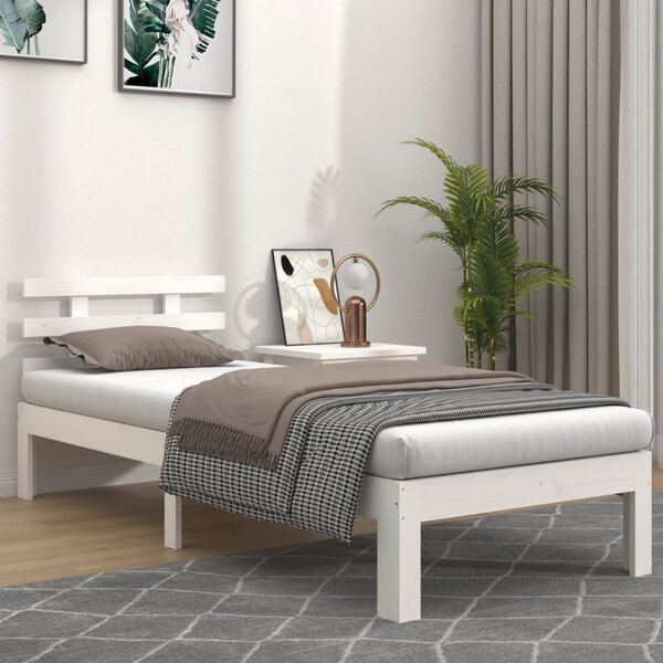 vidaXL Bed Frame without Mattress White 75x190cm Small Single