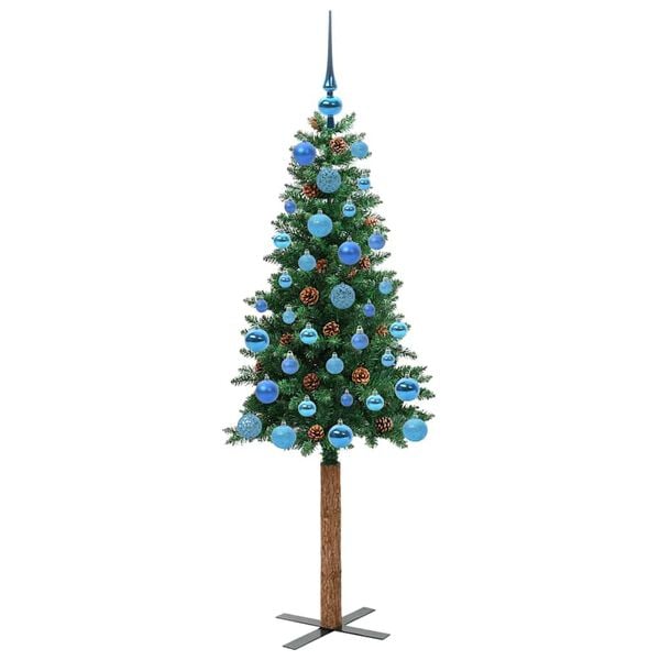 vidaXL Slim Christmas Tree Green 150 cm PVC and Solid Pine wood