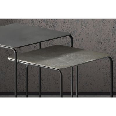 Rousseau 2 Piece Side Table Set Ospera Metal Black and Grey