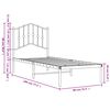 vidaXL Metal Bed Frame without Mattress with Headboard White 75x190cm