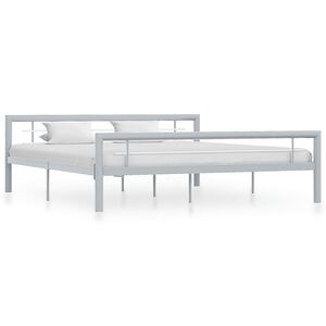 vidaXL Bed Frame without Mattress Grey and White Metal 180x200 cm Super King