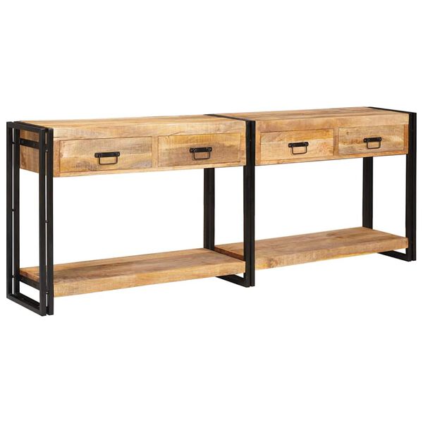 vidaXL Console Tables 2 pcs Brown 200 x 33 x 75 cm Solid Mango Wood