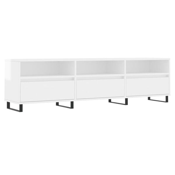 vidaXL TV Cabinet High Gloss White 150x30x44.5 cm Engineered Wood