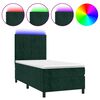 vidaXL Box Spring Bed with Mattress&LED Dark Green 100x200 cm Velvet