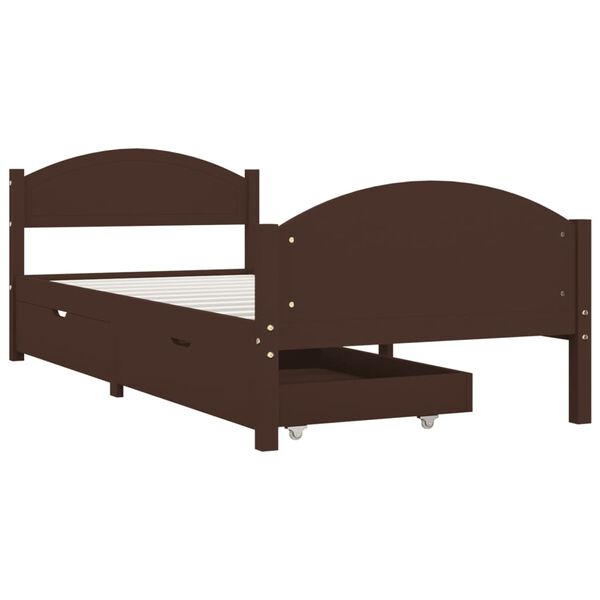 vidaXL Bed Frame without Mattress Dark Brown 90x200 cm Solid Wood