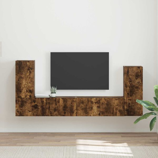 vidaXL TV Cabinet Set 4 pcs Smoked Oak Engineered Wood